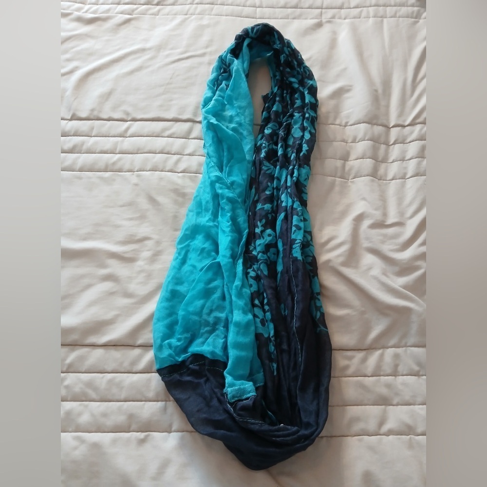 Blue Floral Infinity Scarf - Picture 5 of 5